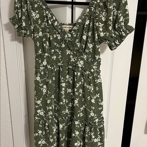 Inspired Hearts Green Floral Midi Dress